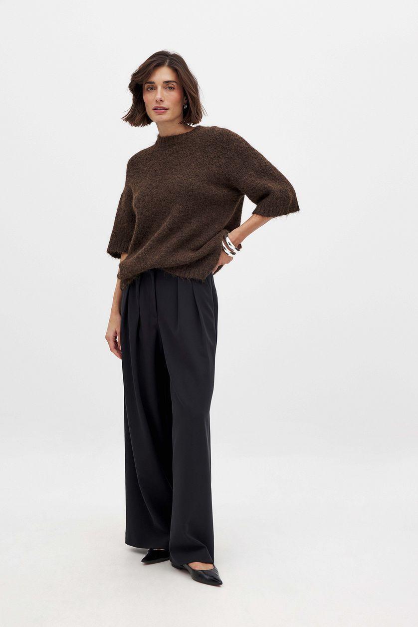 Wide High Waist Suit Pants Product Image