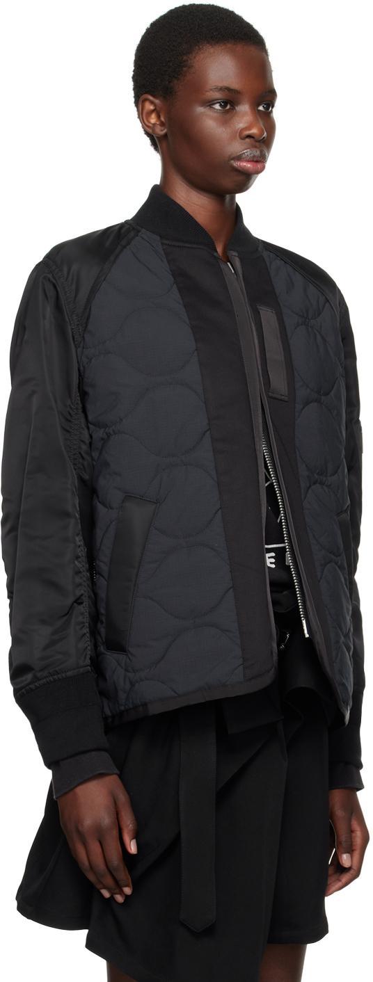 SACAI Nylon-sleeve Quilted Zip Up Jacket In Black Product Image