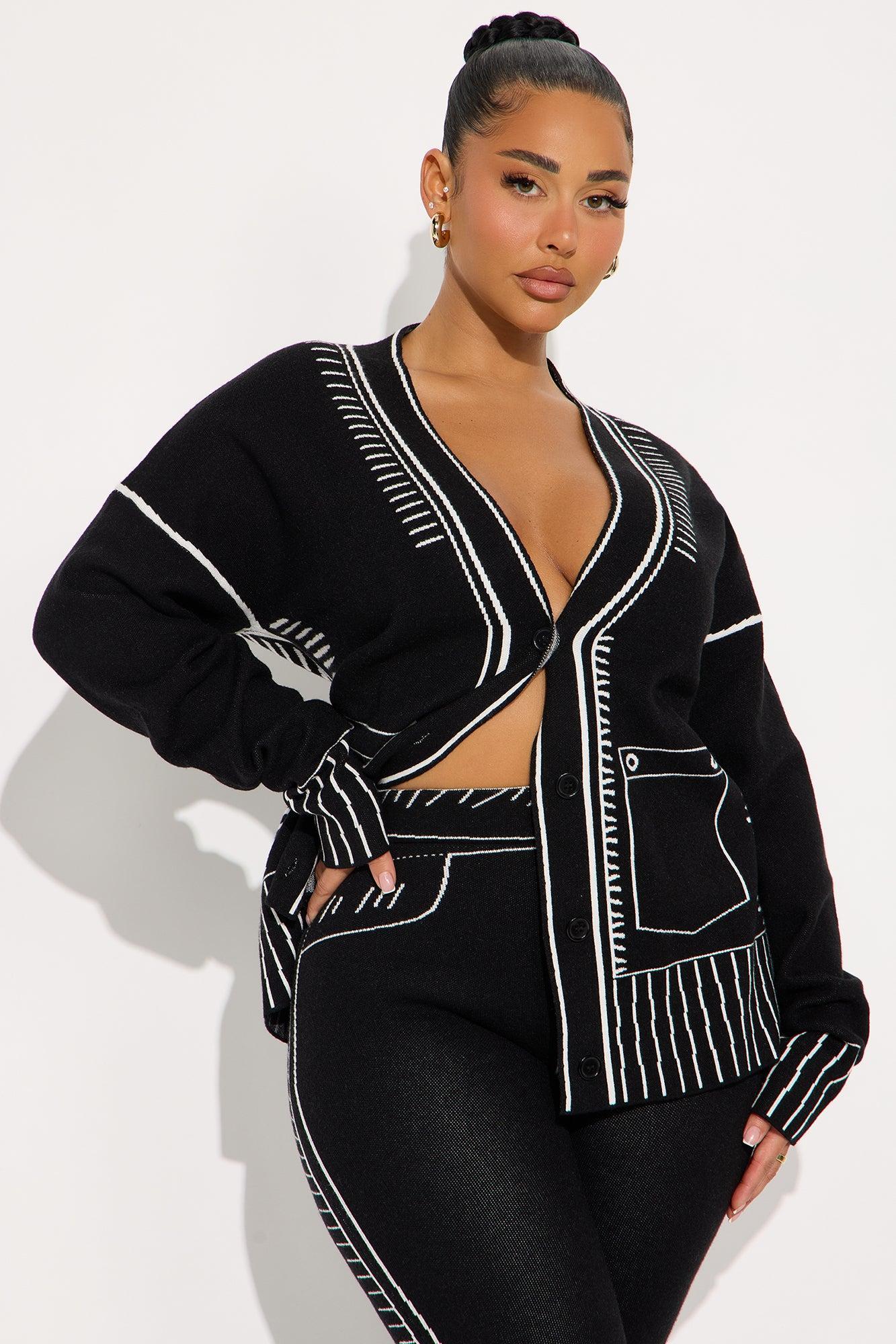 Riley Sweater Pant Set - Black/White Product Image