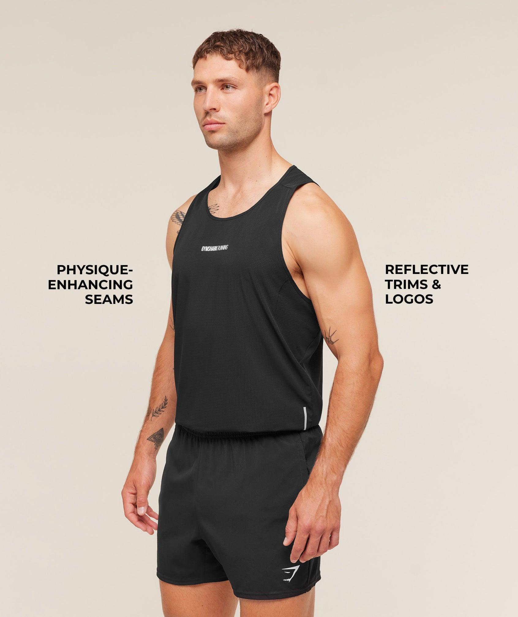 Gymshark Running Tank - Black Male Product Image
