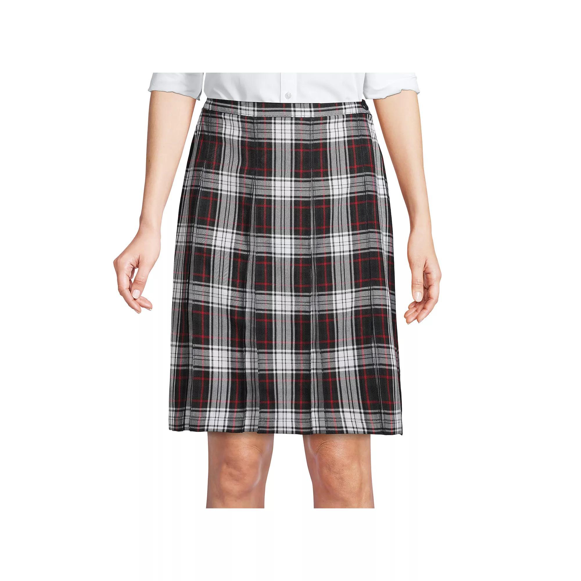 Women's Lands' End School Uniform Plaid Box Pleat Skirt, Size: 2, Clear Blue Plaid Product Image