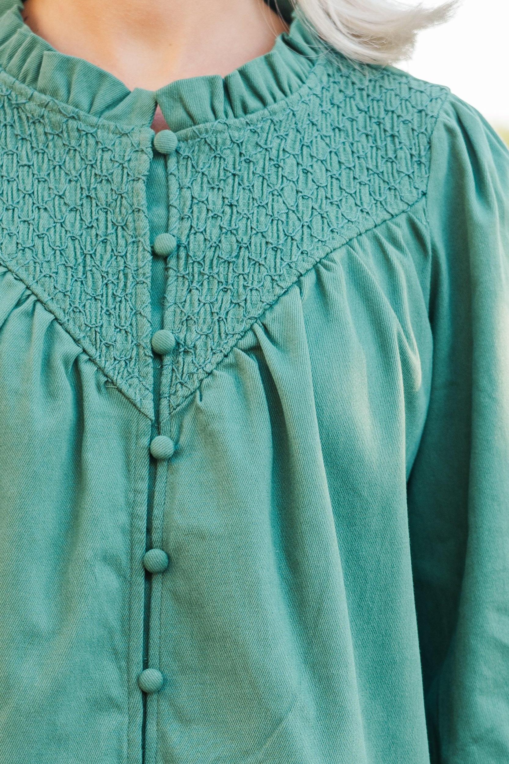 Just For Fun Hunter Green Smocked Dress Female Product Image