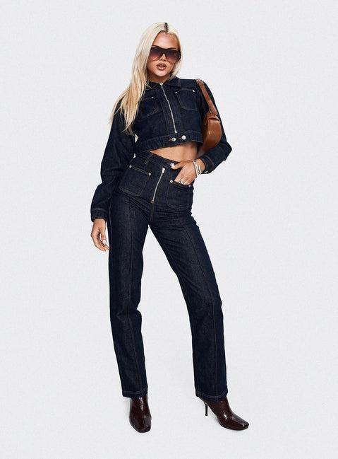 Stallion Cropped Jacket Indigo Product Image