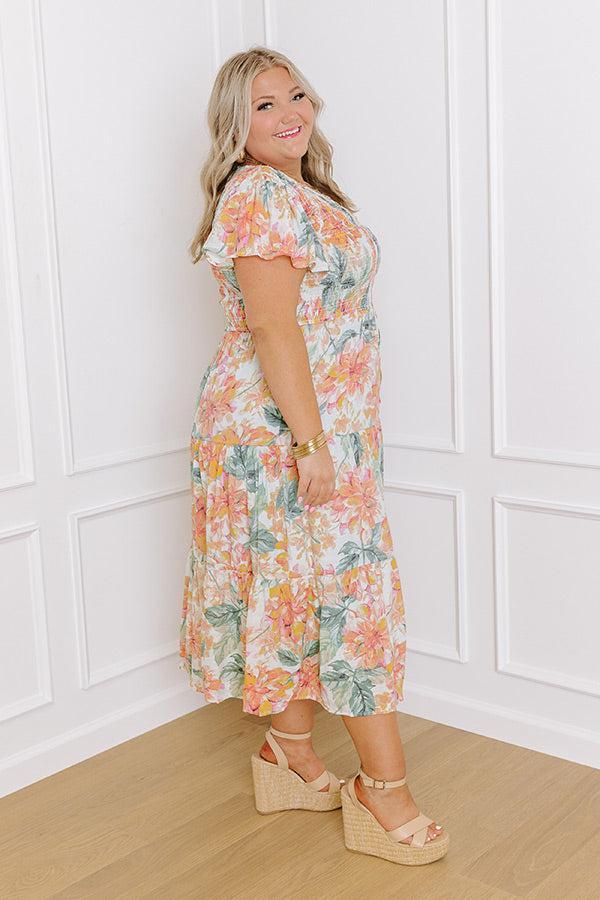Sunny Sangria Floral Midi Dress in Mint Curves Product Image