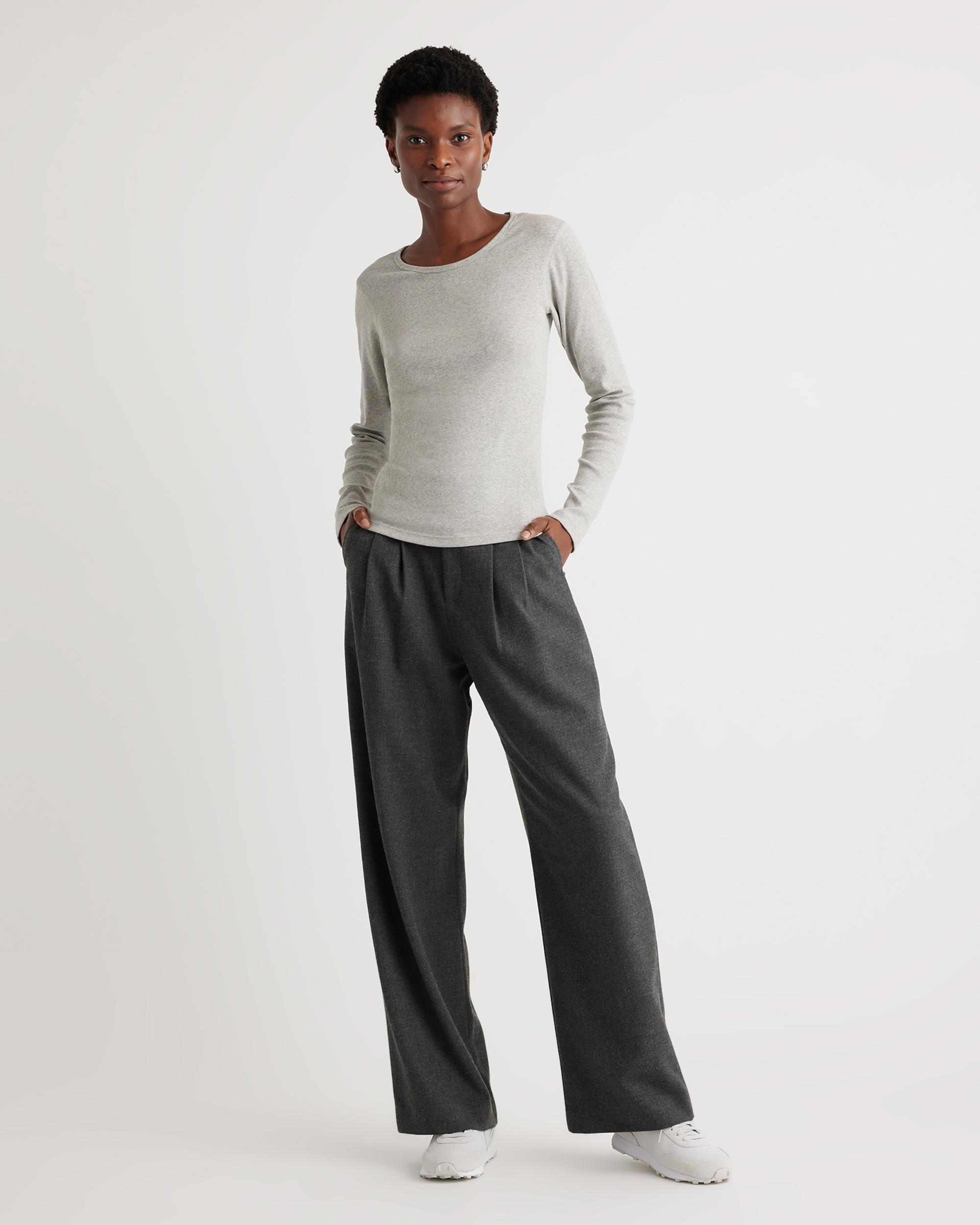 Quince | Women's Micro-Rib Long Sleeve T-Shirt Size XS, Organic Cotton Product Image