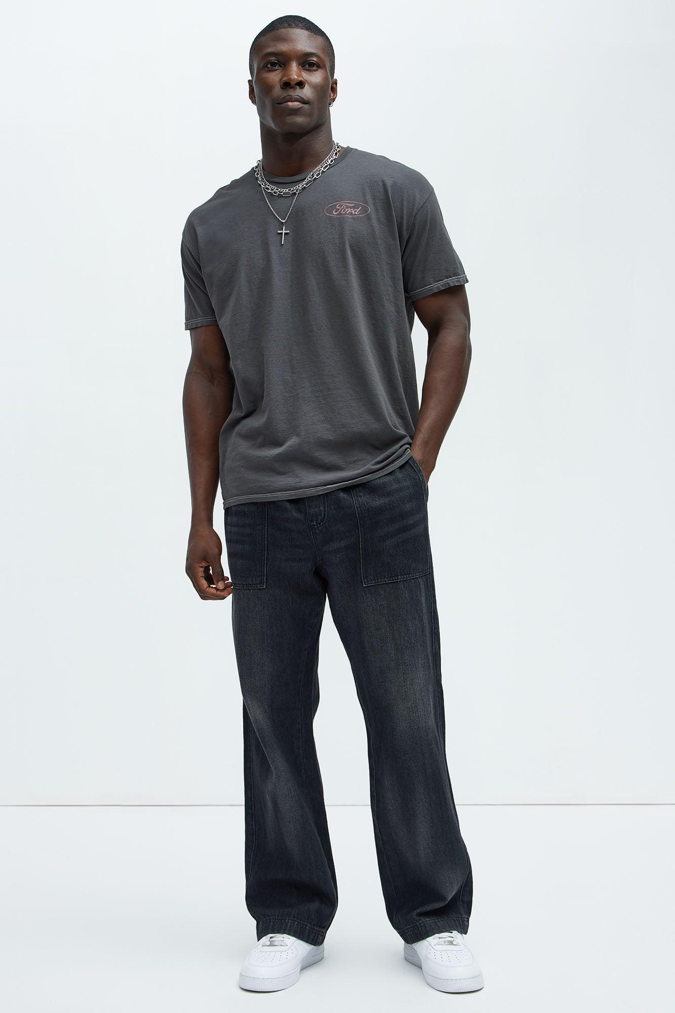 Tahir Relaxed Straight Jeans - Black Wash Product Image