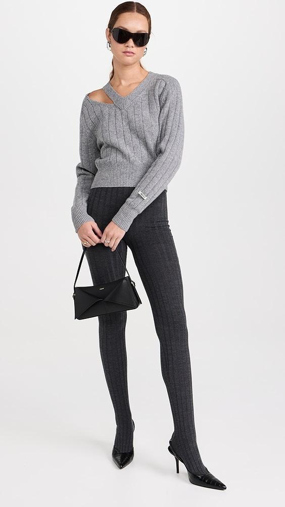 RECTO Bold Rib Slit Detail V Neck Sweater | Shopbop Product Image