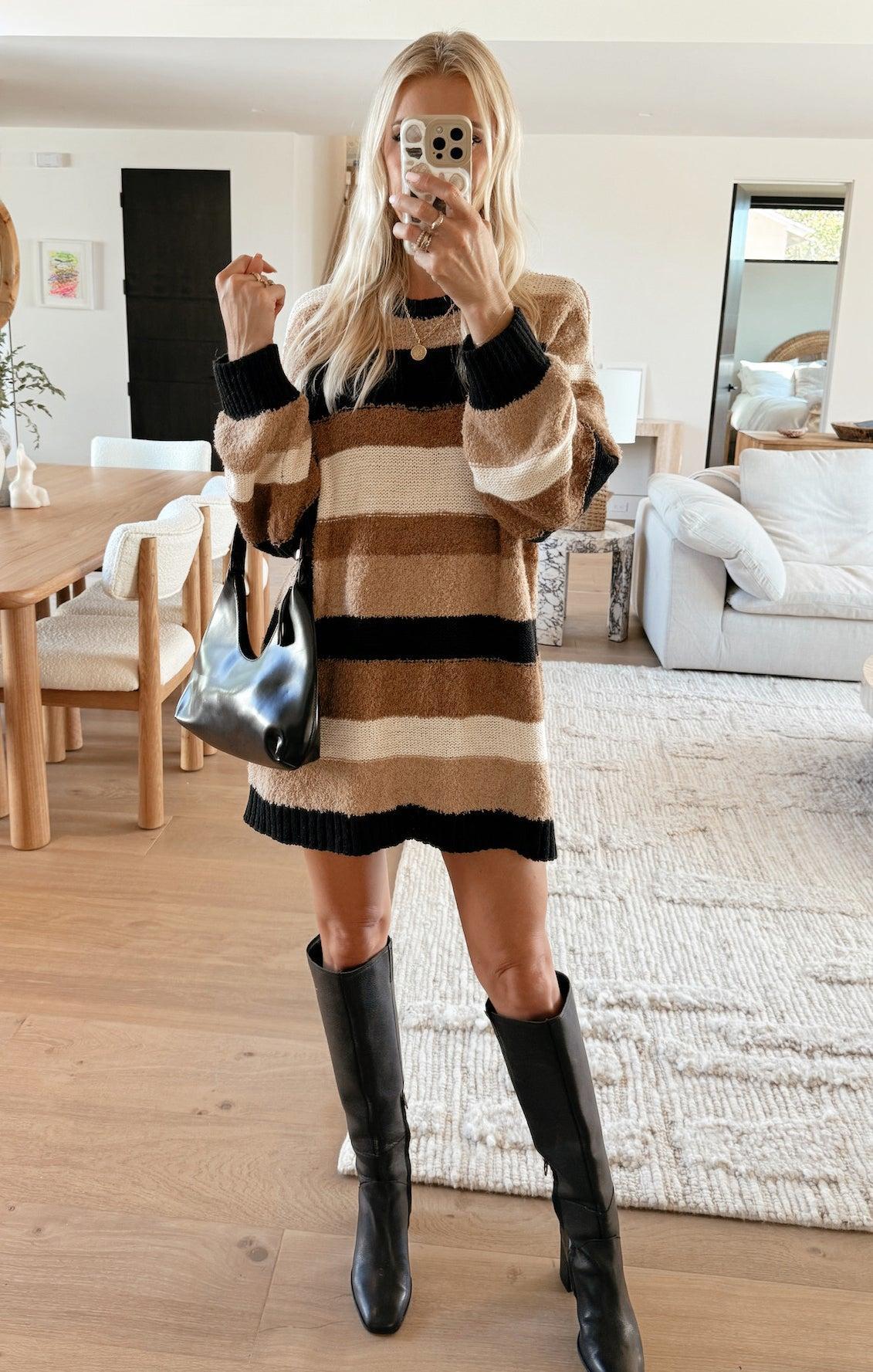 Timothy Tunic Sweater ~ Neutral Multi Stripe Knit Product Image