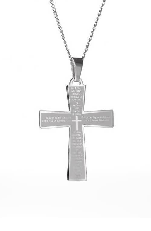 Mens Stainless Steel Lords Prayer Pendant Necklace Product Image