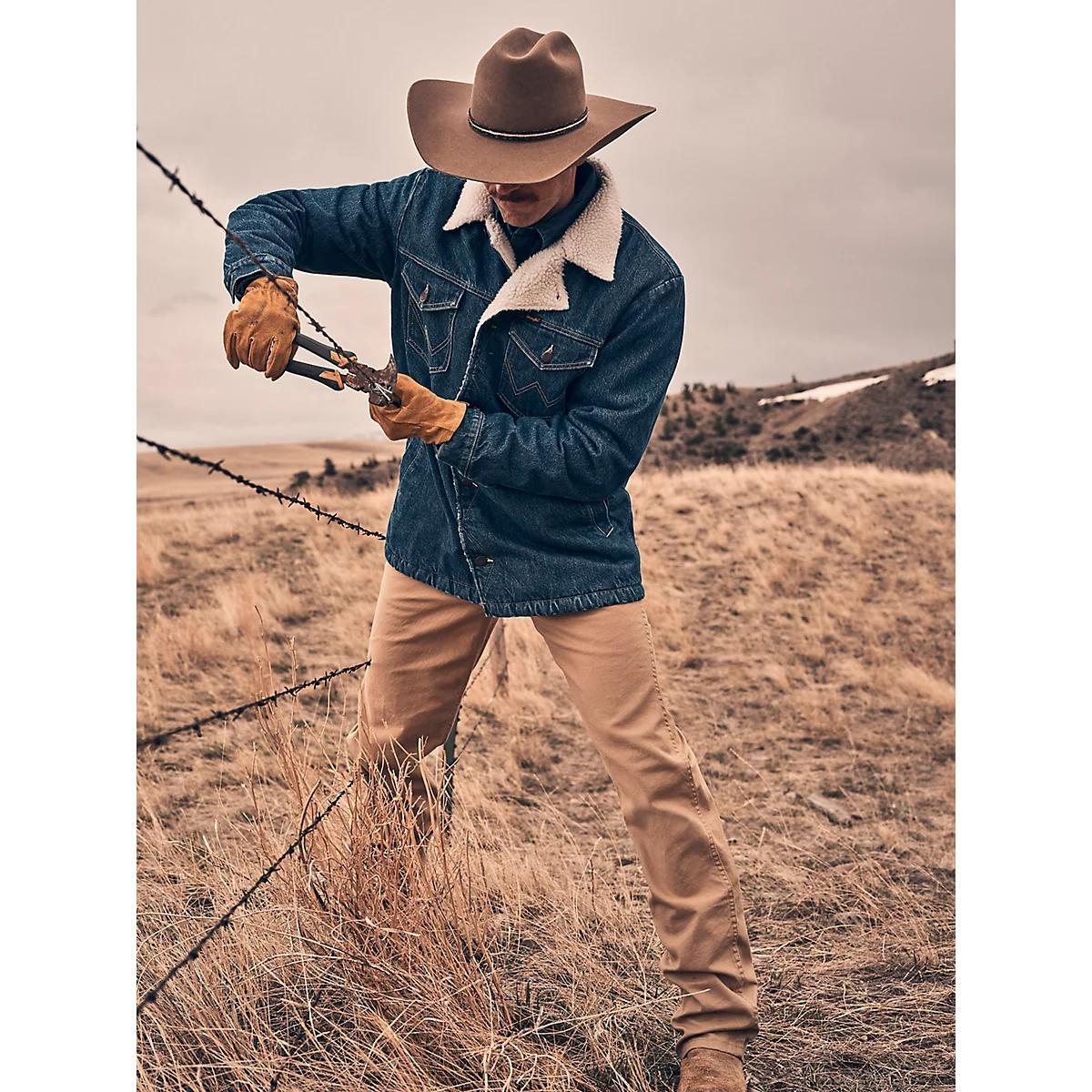 Men's Western Sherpa Lined Denim Wrange Jacket | Men's JACKETS & OUTERWEAR | Wrangler® Product Image