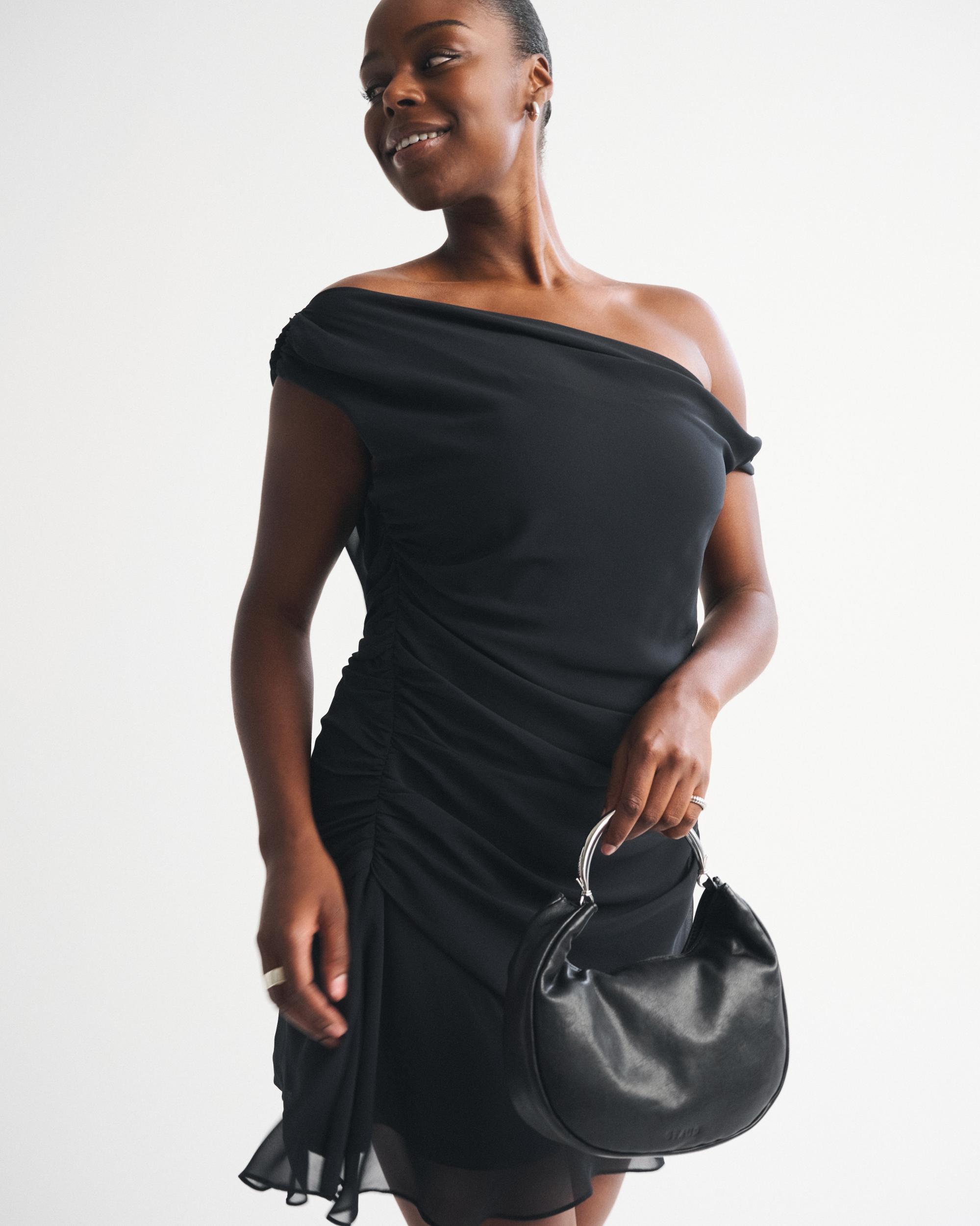 One-Shoulder Draped Mini Dress Product Image