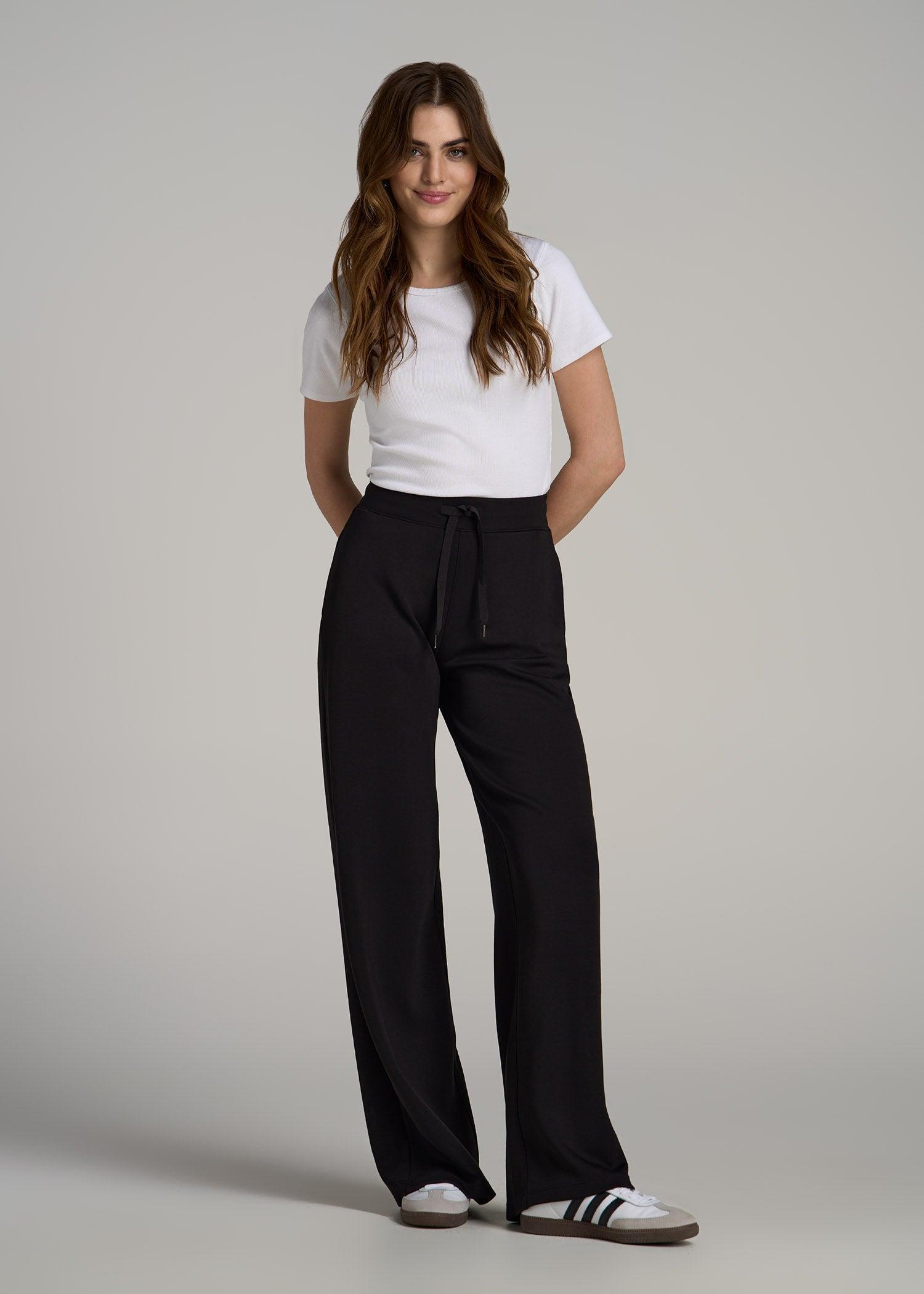 Pull-On Tie Waist Wide Leg Pants for Tall Women in Navy Product Image