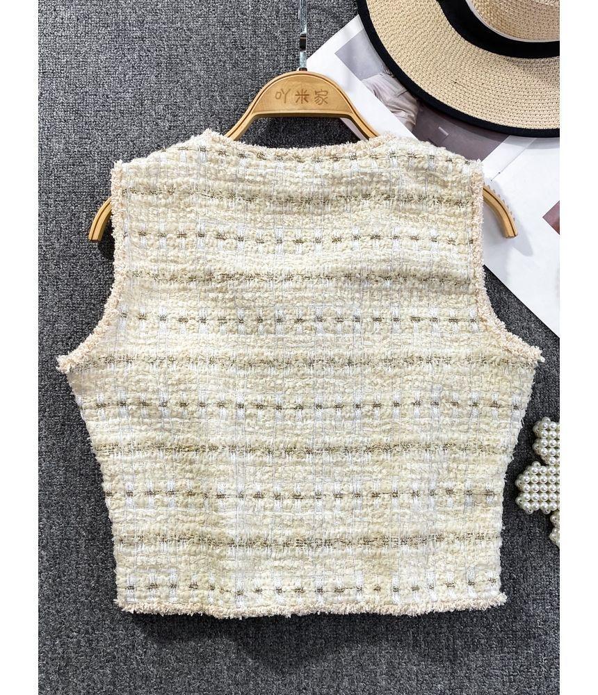 Square Neck Tassel Tweed Vest Product Image