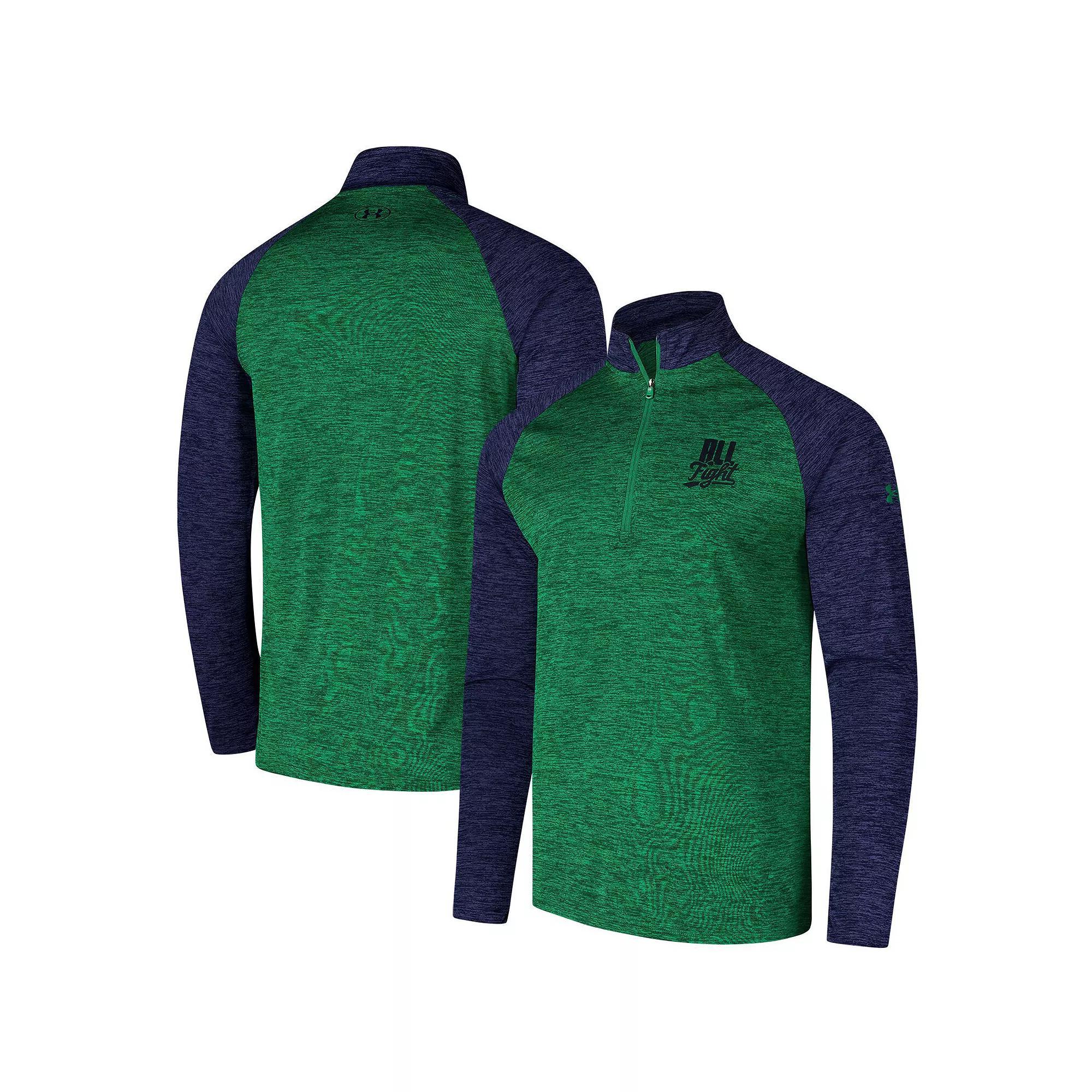 Men's Under Armour Kelly Green Notre Dame Fighting Irish Tech Wear Green Quarter-Zip Top, Size: Medium Product Image