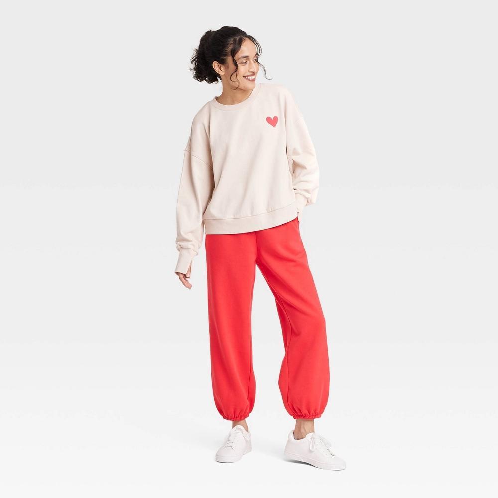 Women's Valentine's Day Graphic French Terry Crewneck Sweatshirt - JoyLab™ Product Image