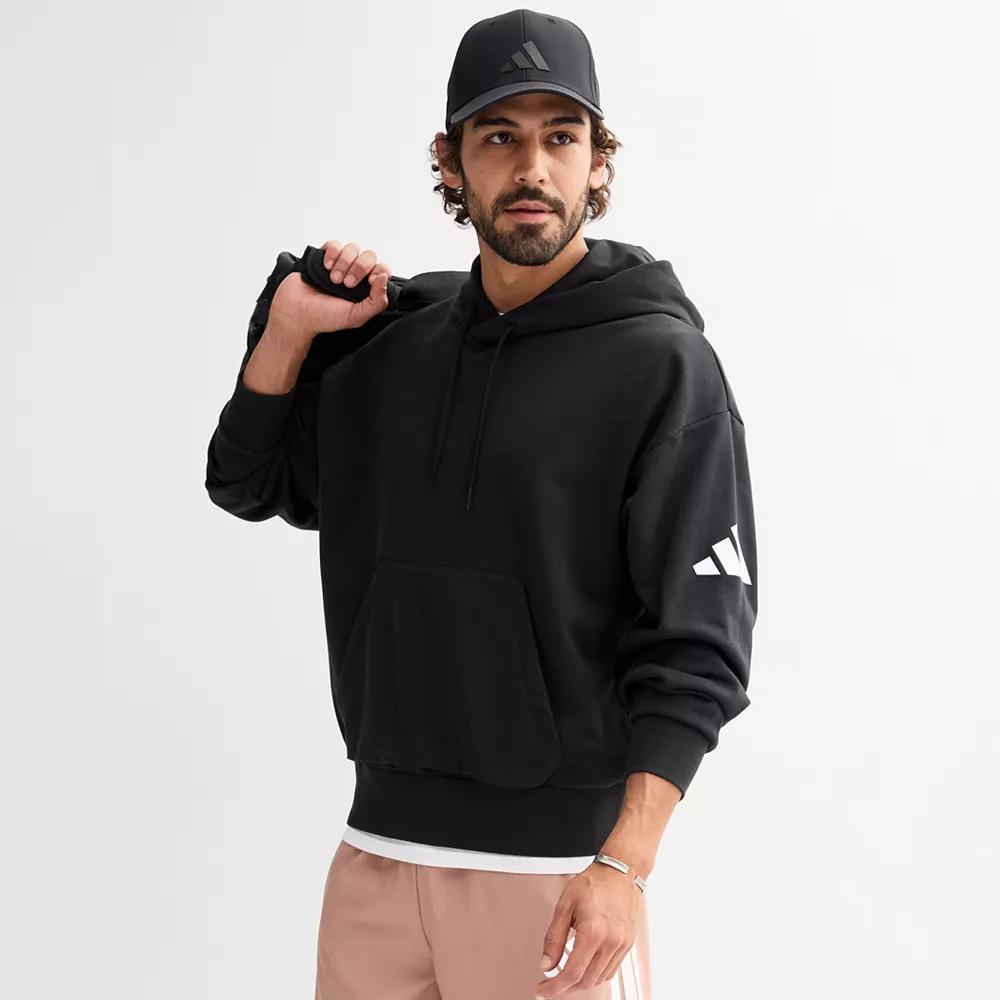 Men's adidas Essentials 3-Bar Terry Sportswear Hoodie, Size: Large, Black Product Image