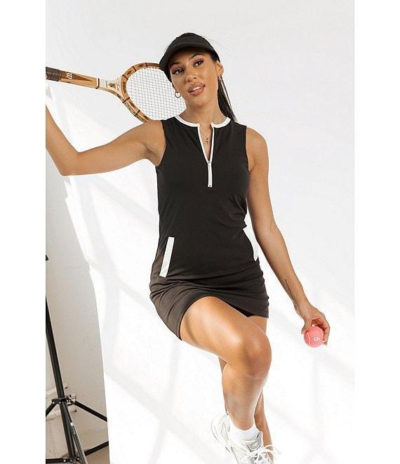 GOLD HINGE Half-Zip Crew Neck Sleeveless Pocket Dress Product Image