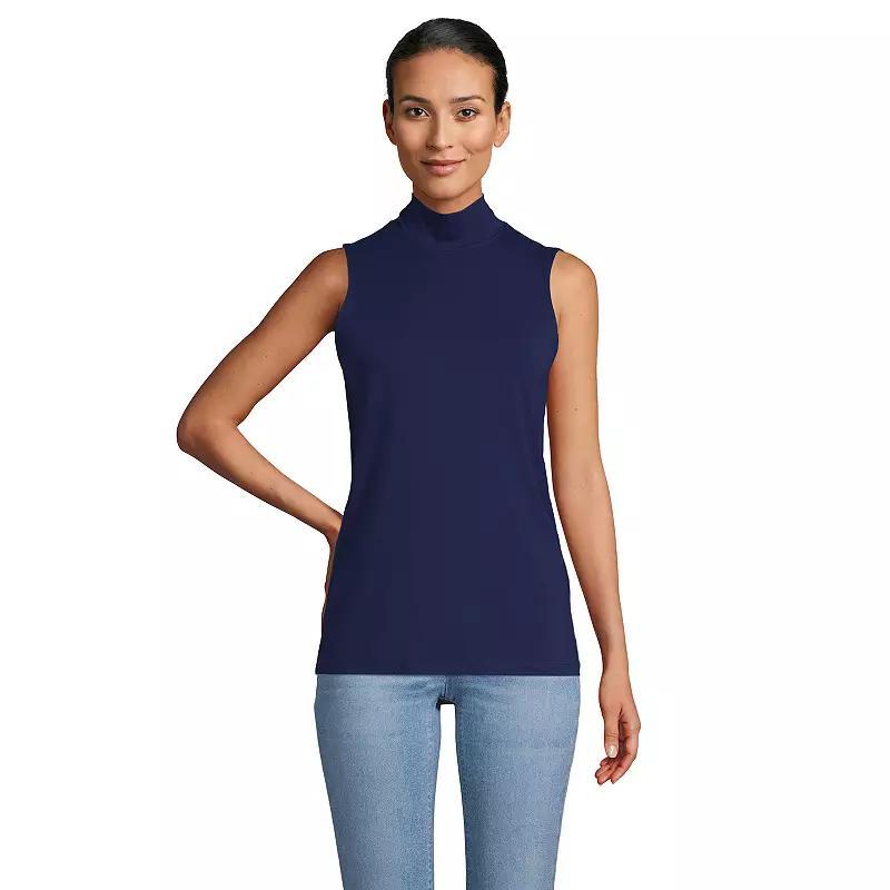 Women's Lands' End Sleeveless Mockneck Top, Size: Small, Black Product Image