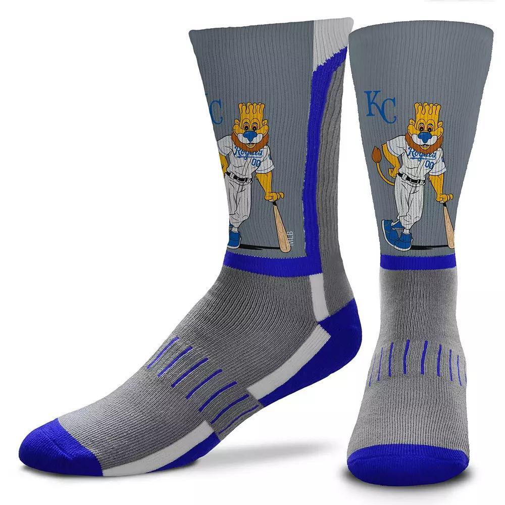 Men's For Bare Feet Kansas City Royals Mascot Snoop V-Curve Crew Socks, Size: Large, Grey Product Image