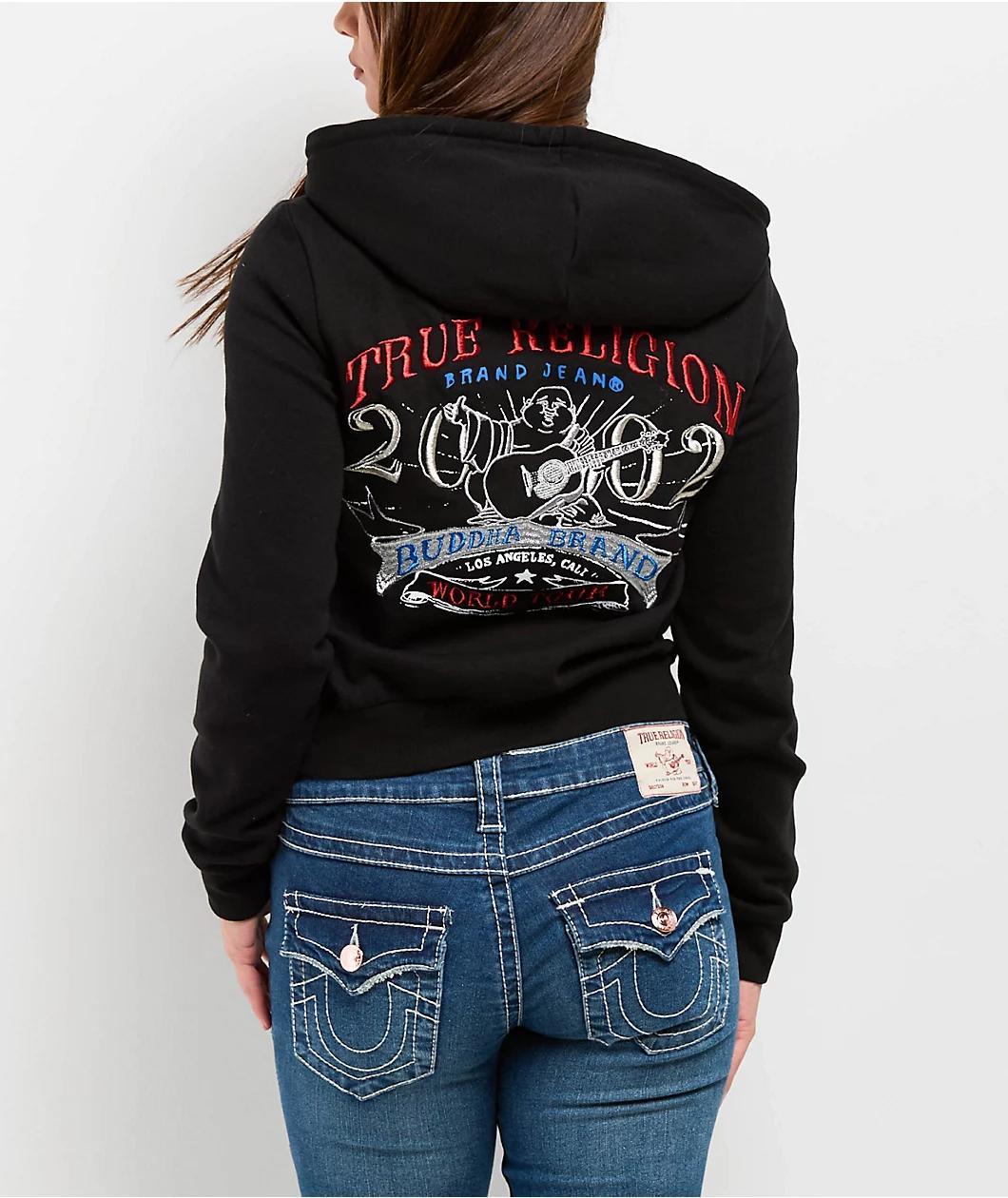 True Religion Lurex World Tour Black Zip Hoodie Product Image