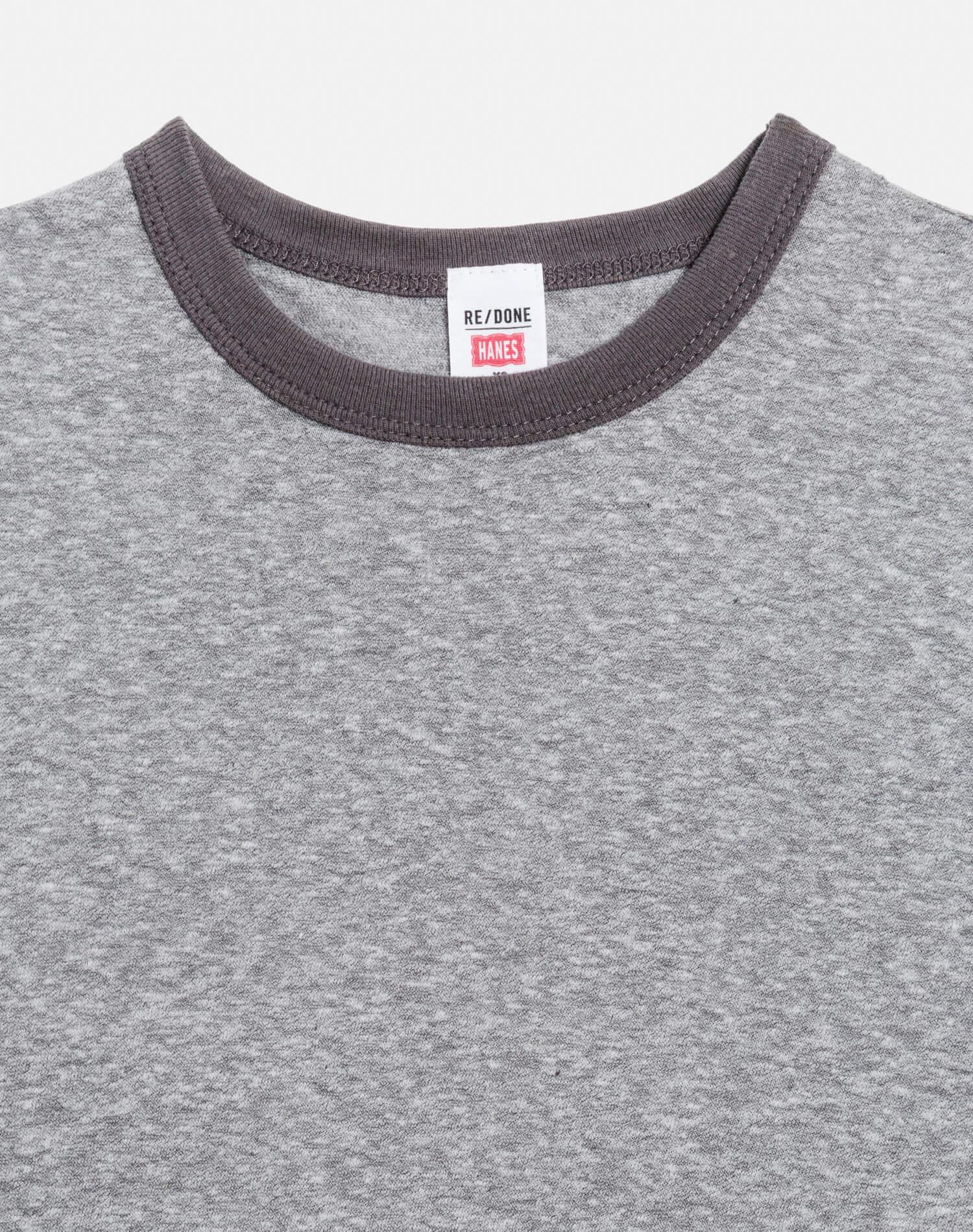 Hanes 60s Slim Ringer Tee - Grey and Grey Product Image