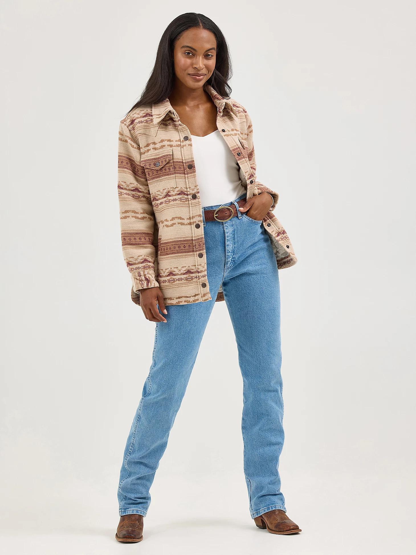 Women's Wrangler Quilt Lined Jacquard Shacket | Women's JACKETS & OUTERWEAR | Wrangler® Product Image