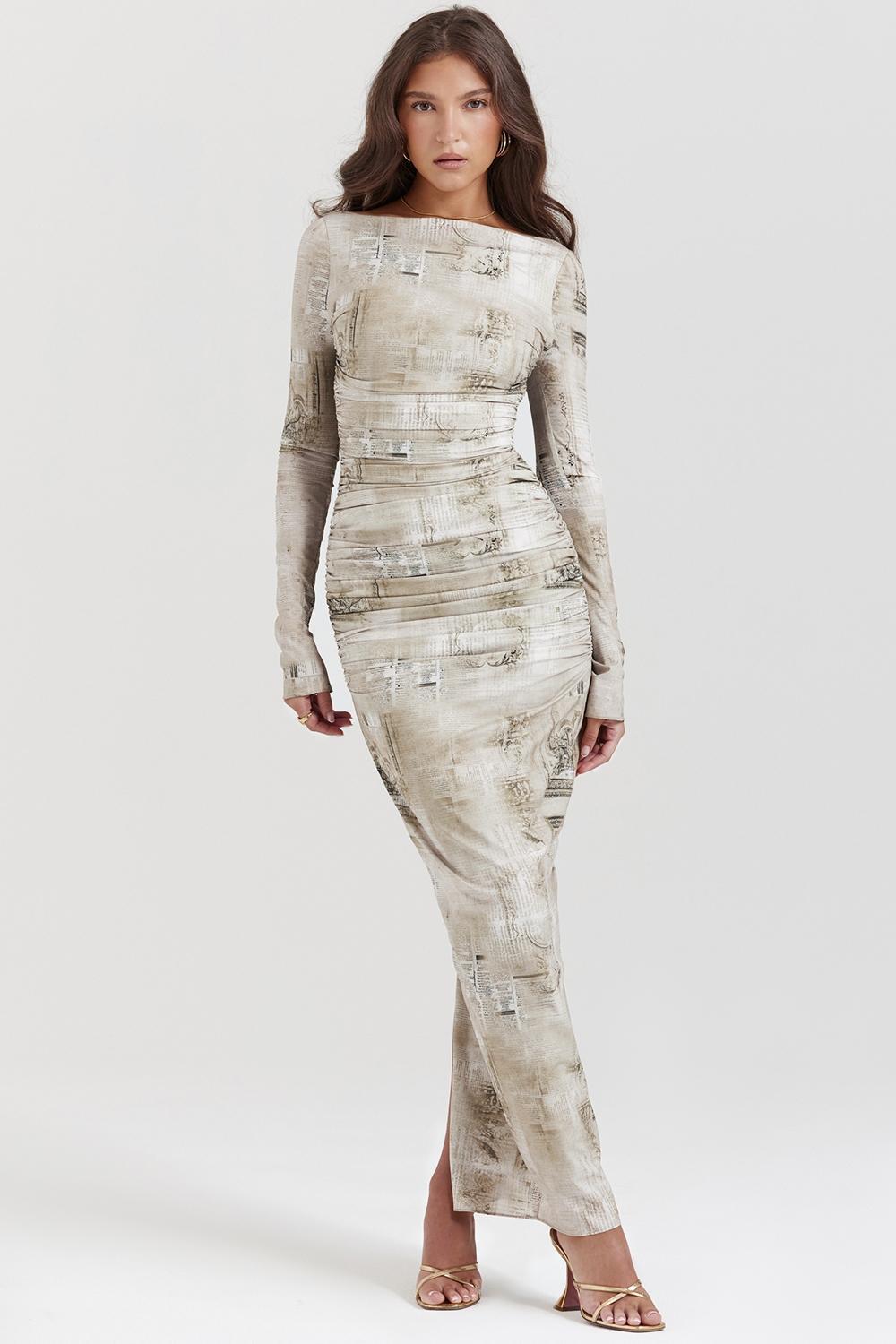 Lanetta Pale Sage Print Maxi Dress Product Image