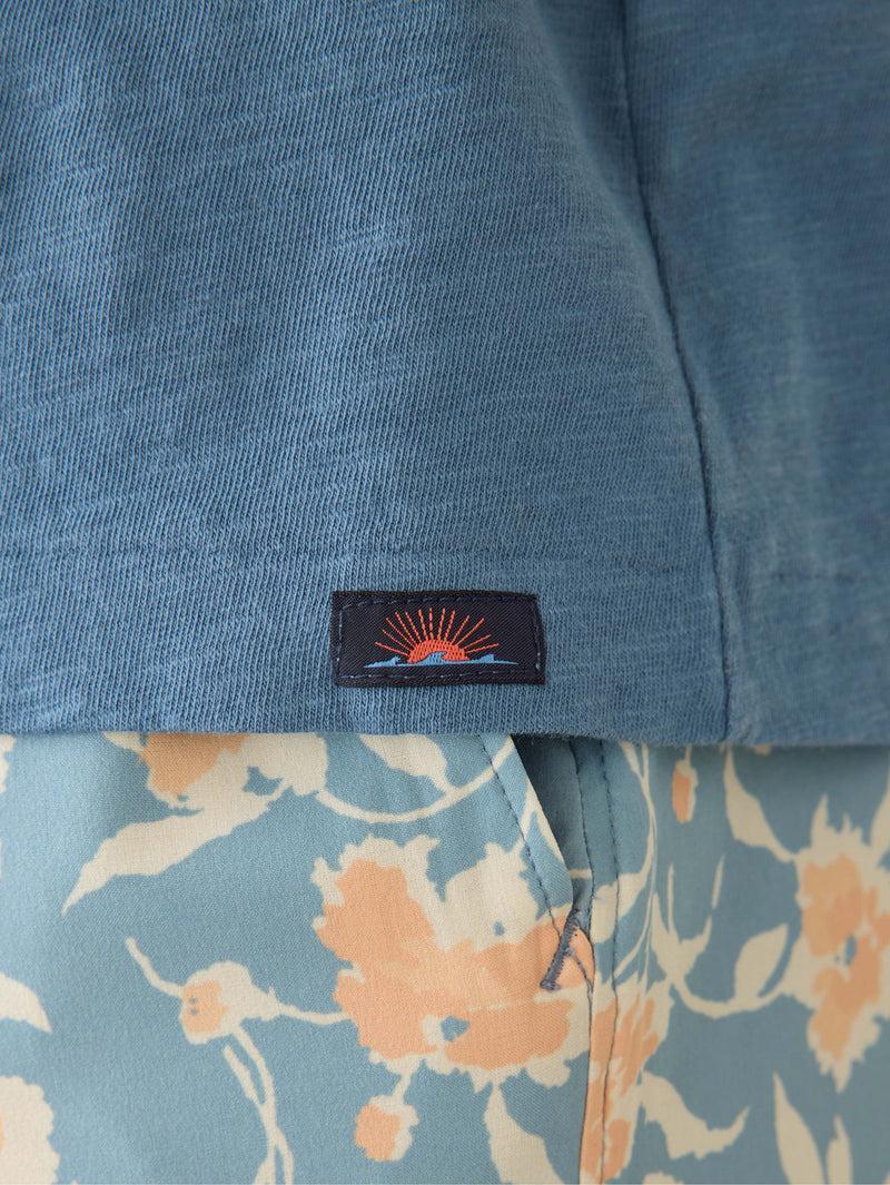 Short-Sleeve Sunwashed Regenerative Cotton V-Neck Tee - Blue Shore Product Image