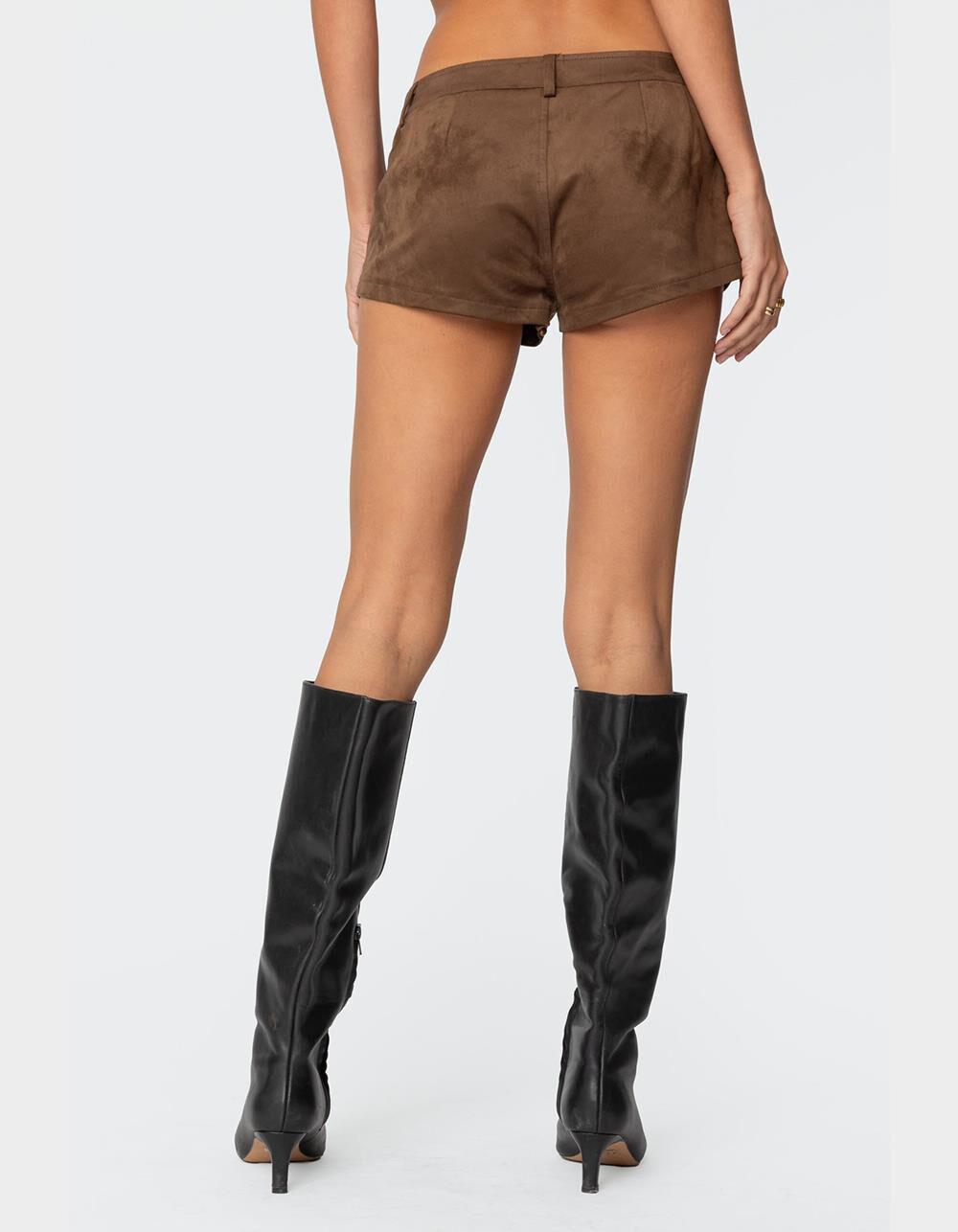 EDIKTED Studded Faux Suede Micro Shorts Product Image