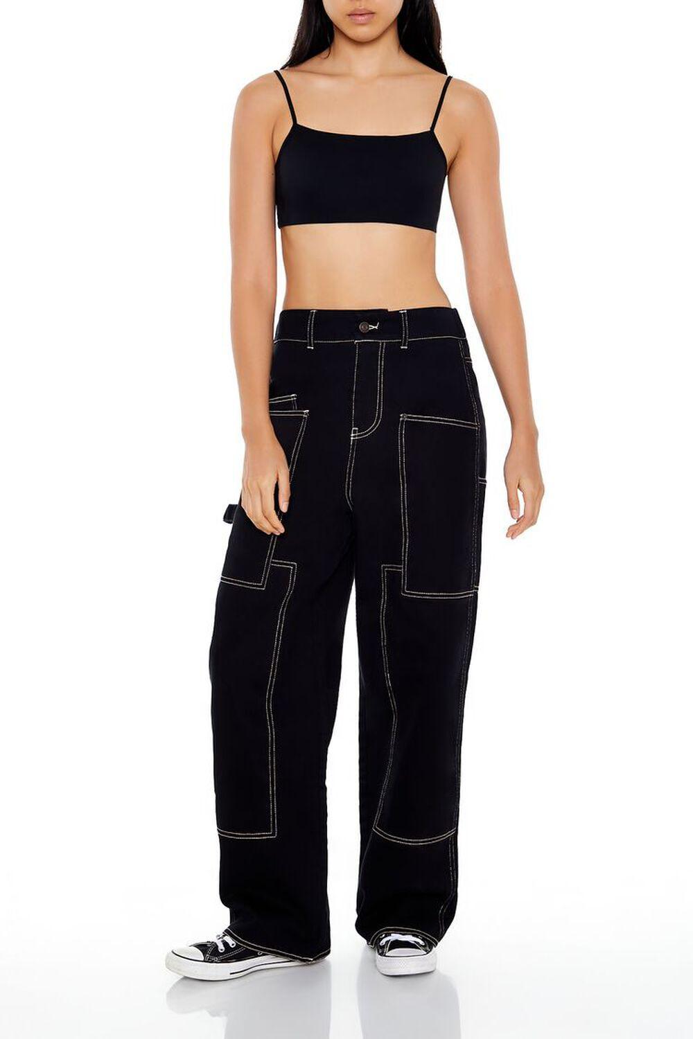 Twill Wide-Leg Cargo Pants | Forever 21 Product Image