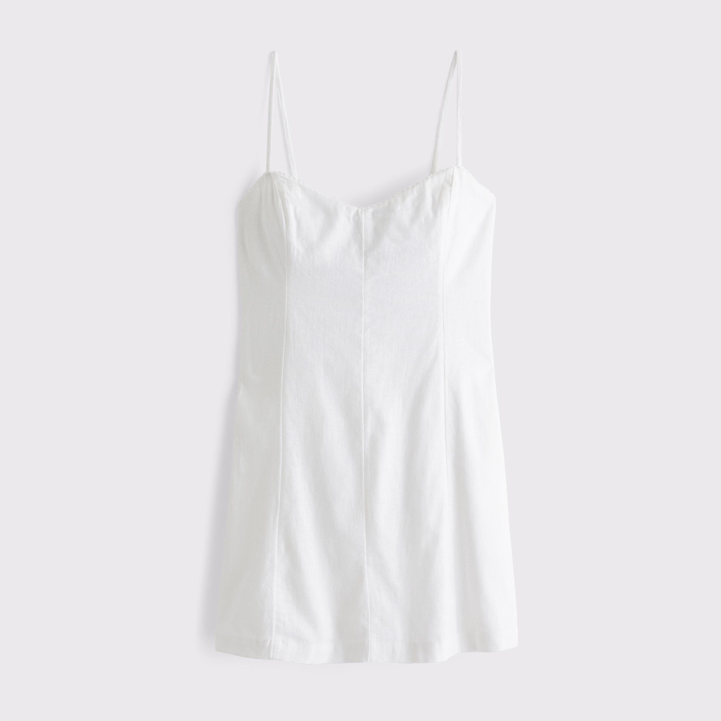 Lace-Trim Linen-Blend Mini Dress Product Image
