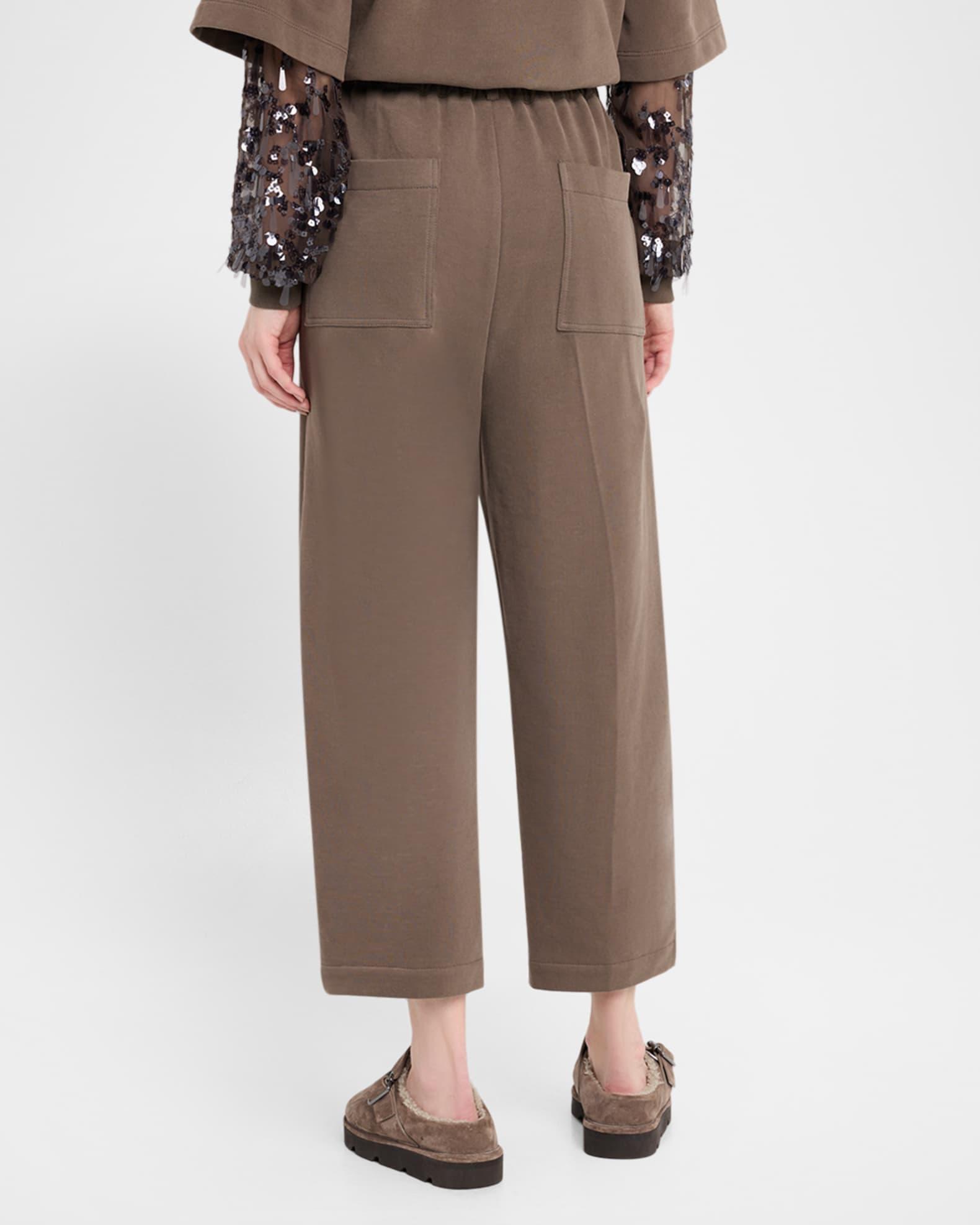 Felpa Cotton Fleece Pleated Straight-Leg Crop Pants Product Image