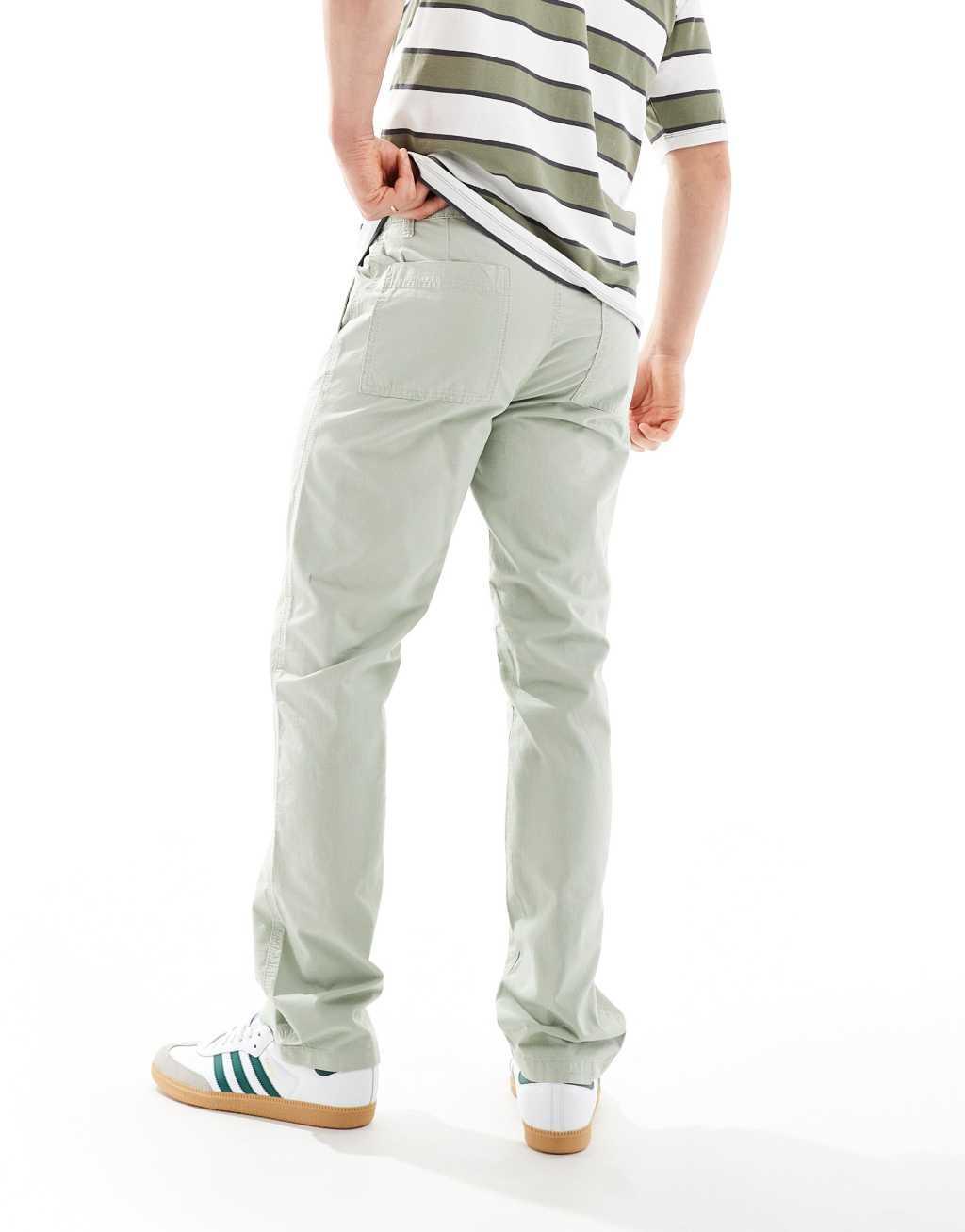ASOS DESIGN straight fit ripstop pants in sage green Product Image