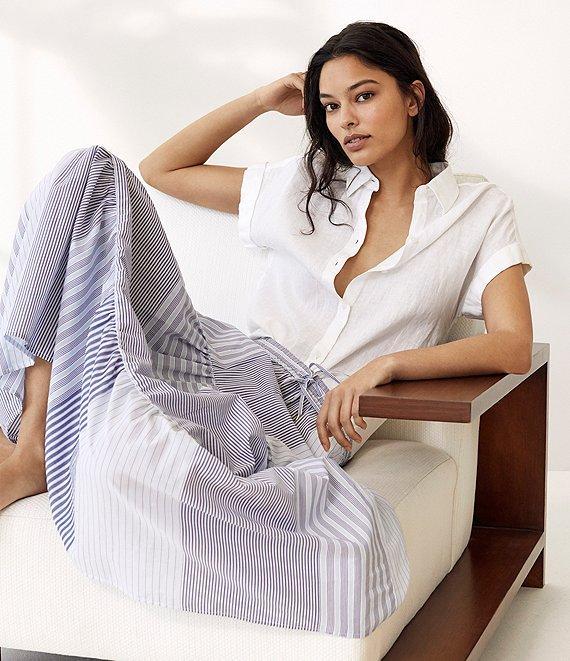 Lauren Ralph Lauren Linen Point Collar Short Dolman Sleeve Shirt Product Image