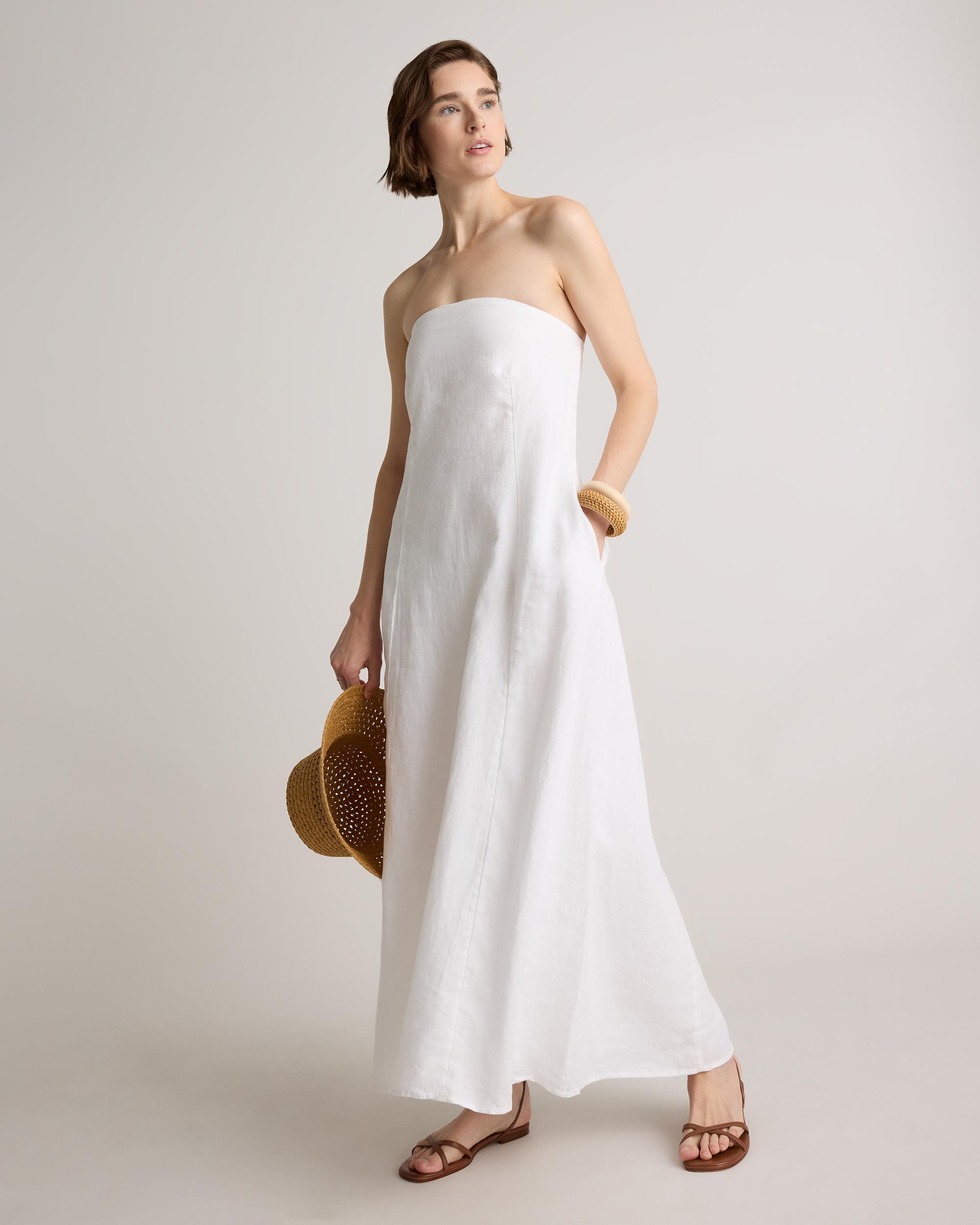 Quince | Women's 100% European Linen Strapless Maxi Dress Product Image