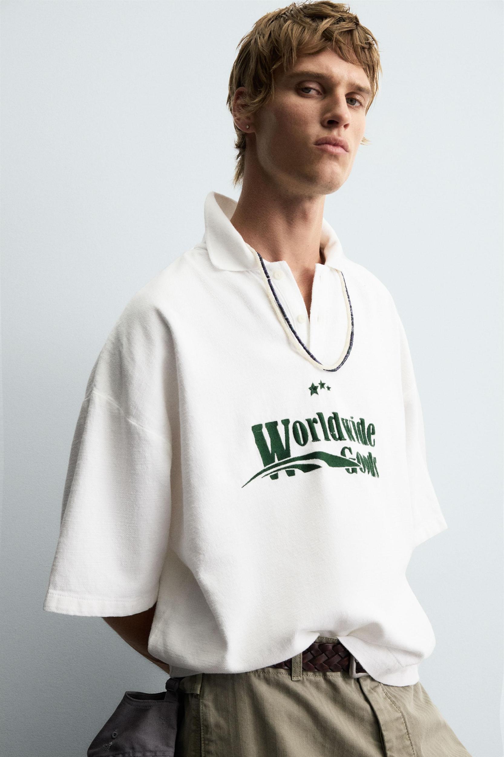 EMBROIDERED BOXY FIT POLO SHIRT Product Image