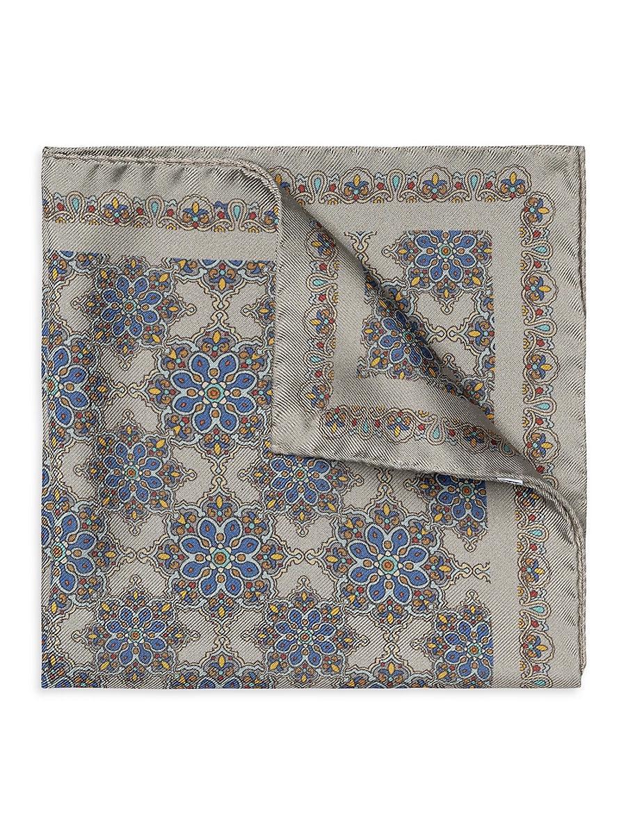 Mens Silk Twill Medallion Pocket Square Product Image