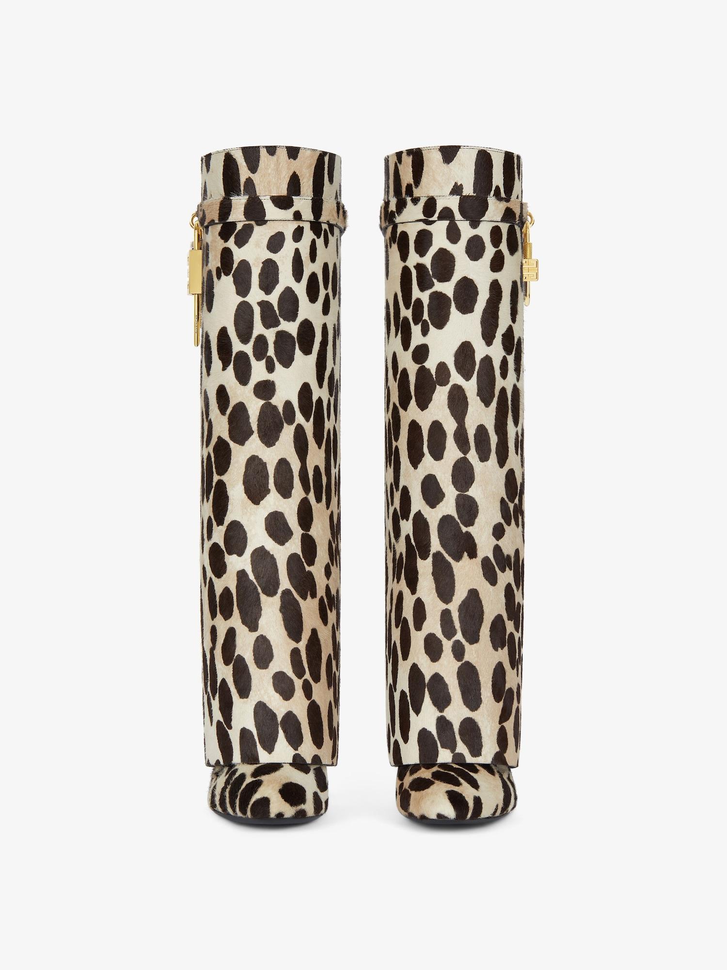 Shark Lock Stiletto boots in pony with leopard print Product Image