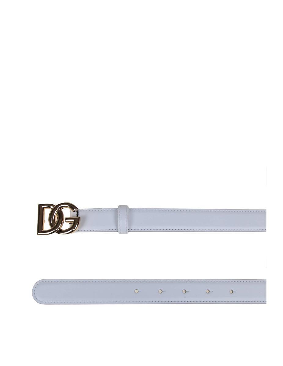 DOLCE & GABBANA Calfskin Belt In Optical White Product Image