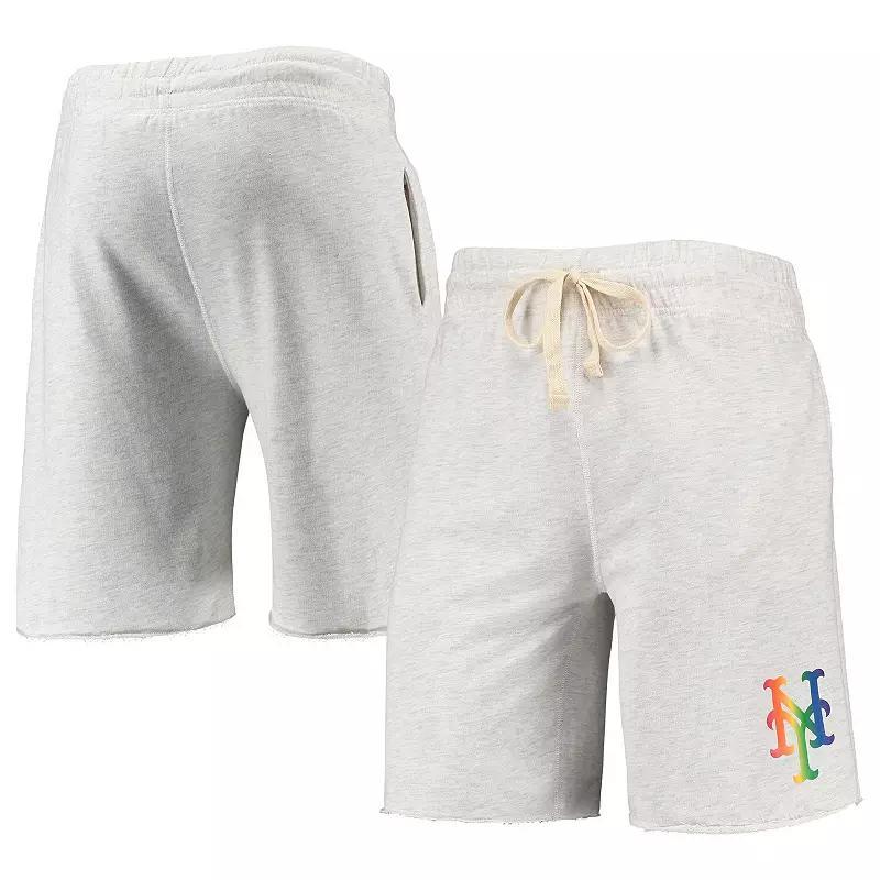 Men's Concepts Sport Oatmeal New York Mets Mainstream Logo Terry Tri-Blend Shorts, Size: Medium, Team Product Image