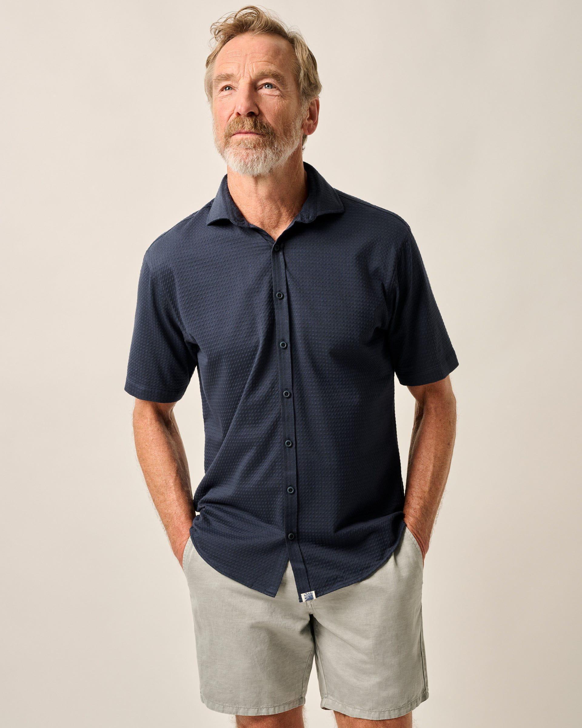 Short Sleeve Hangin' Out Knit Button Up Shirt - Surfsucker Male Product Image