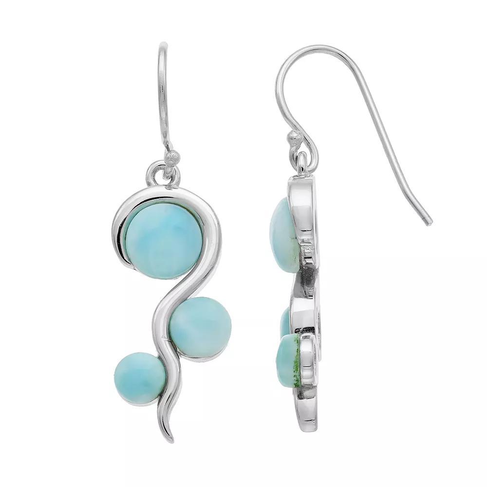 Sterling Silver Larimar Swirl Drop Earrings, Women's Product Image