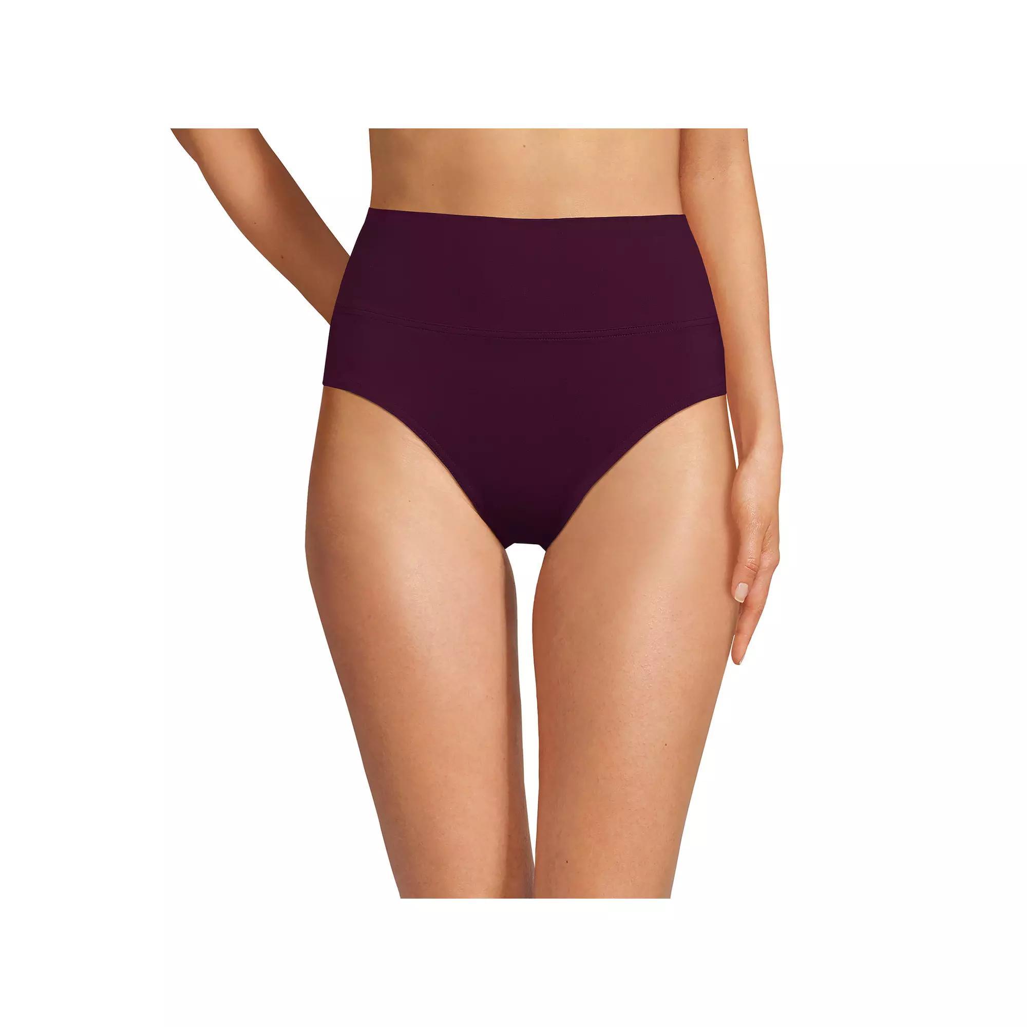 Women's Lands' End Chlorine Resistant Fold Over High Waisted Bikini Bottoms, Size: 6, Dark Red Product Image