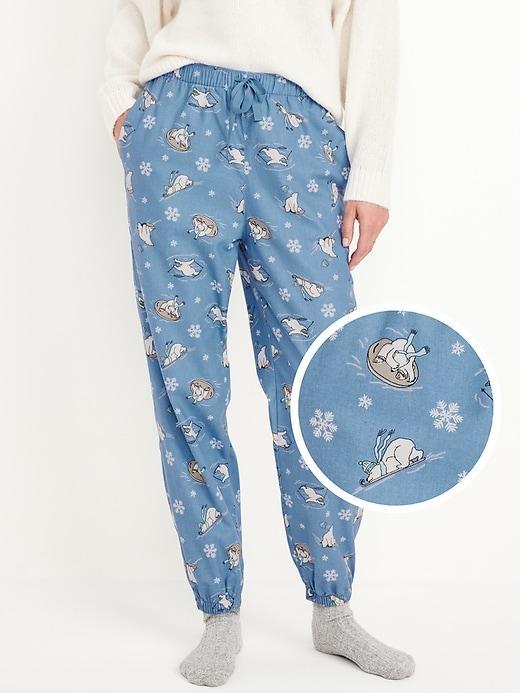 High-Waisted Flannel Pajama Joggers for Women Product Image