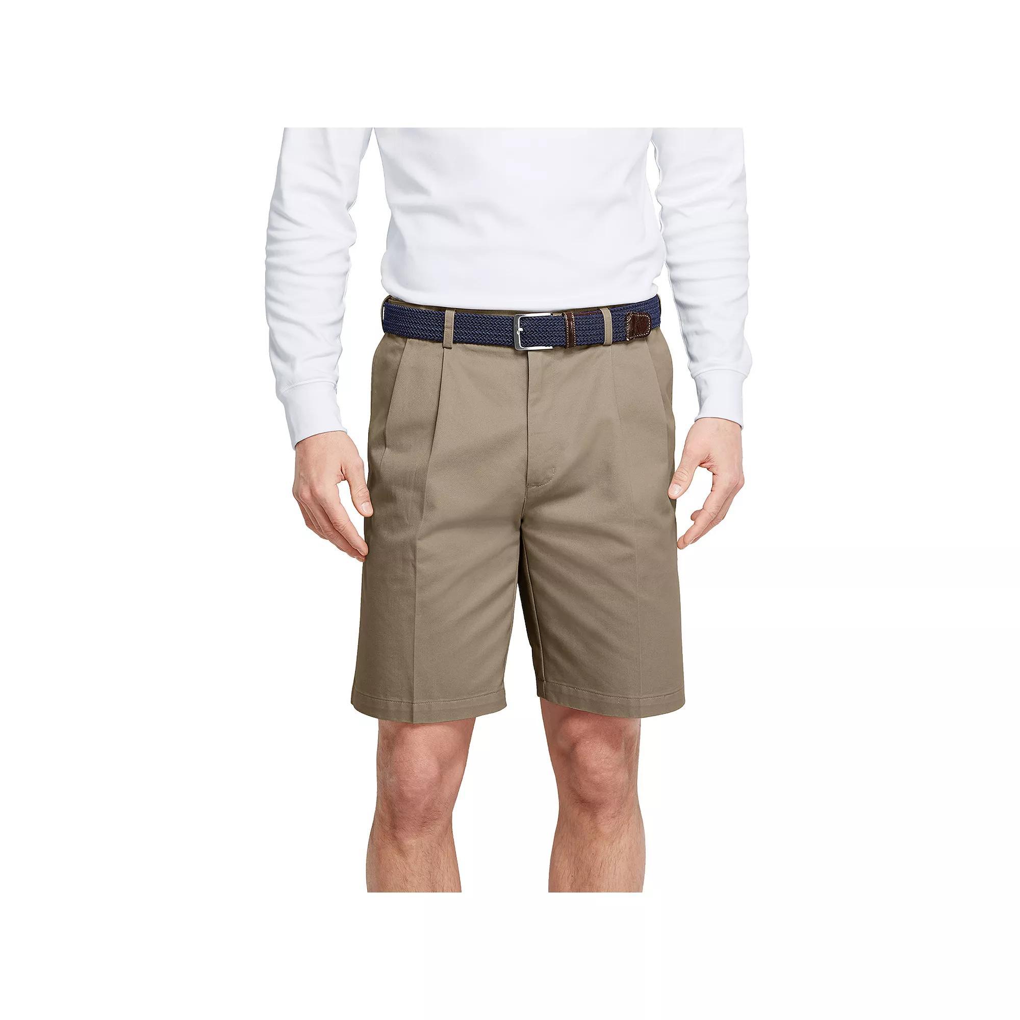 Big & Tall Lands' End Comfort Waist 9-inch No-Iron Pleated Chino Shorts, Men's, Size: 46, Black Product Image