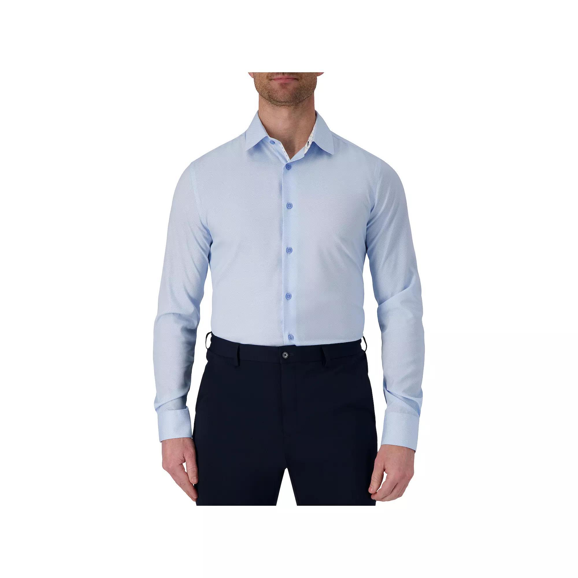Men's Report Collection Slim-Fit Performance Dress Shirt, Size: 15-32/33, Blue Herringbone Product Image