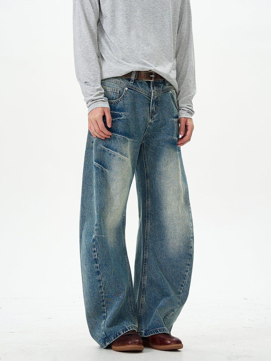 RT No. 12577 WASHED BLUE STRAIGHT DENIM JEANS Product Image