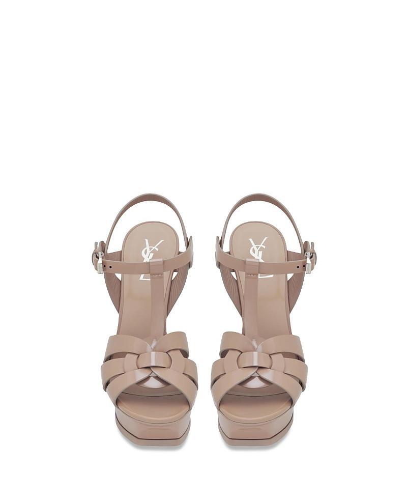 Saint Laurent Womens Tribute Platform Sandals in Smooth Leather Product Image