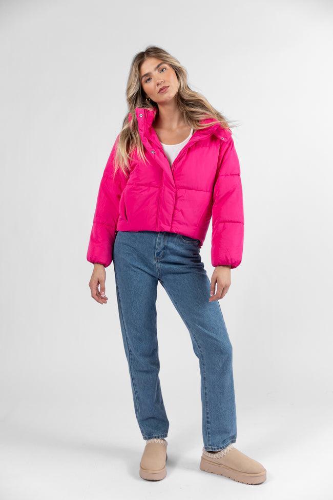 Called It Fuchsia Hooded Puffer Jacket SALE Product Image