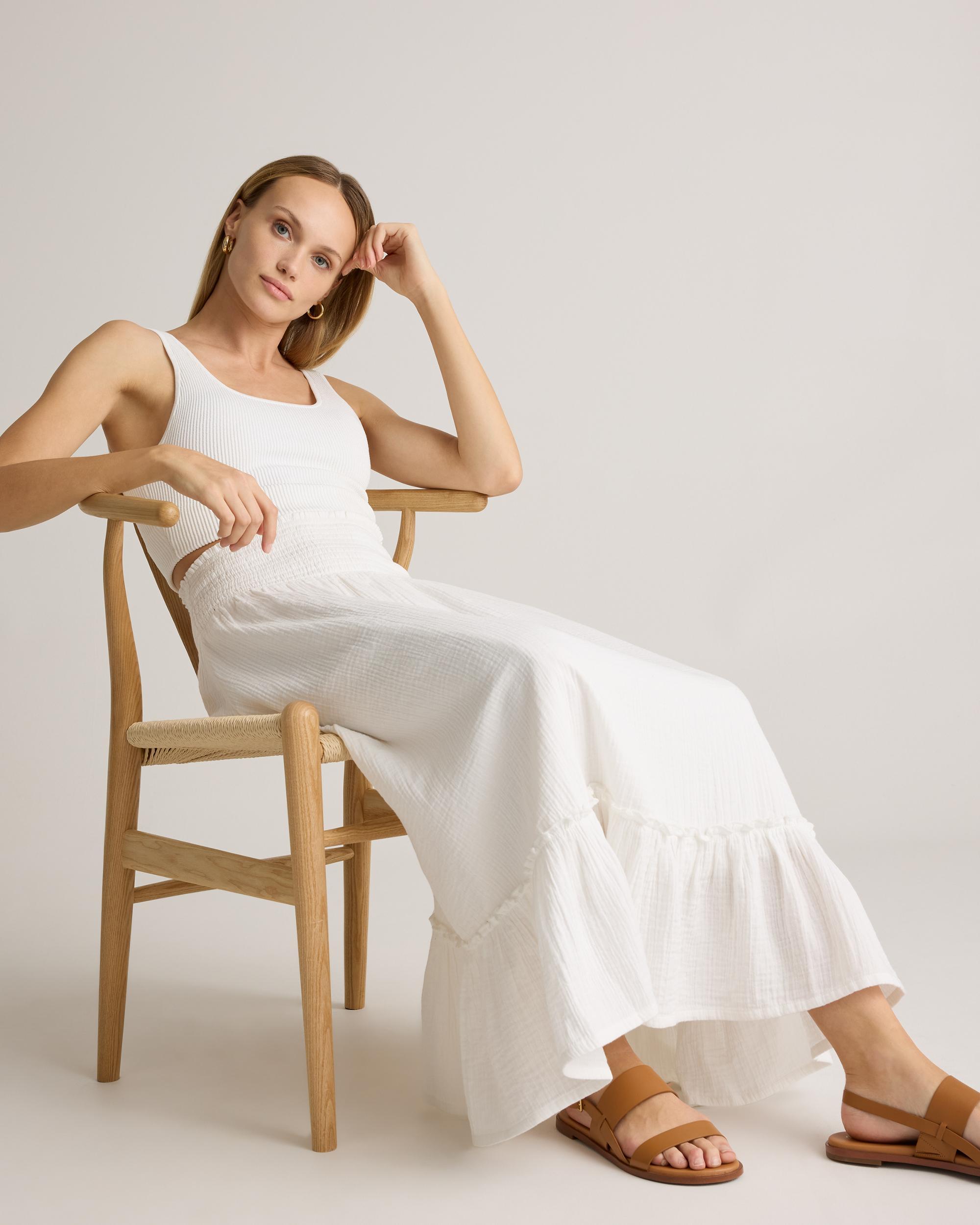 Quince | Women's Gauze Smocked Maxi Skirt Size XS, Organic Cotton Product Image